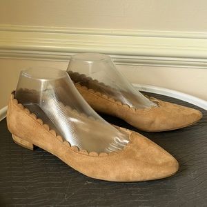 TALBOTS Tan SUEDE EDISON POINTED TOE SLIPON FLATS SHOES 8.5